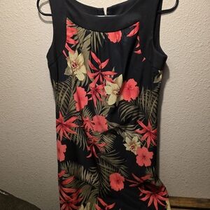 AB Studio Black and Red Floral Mini Dress